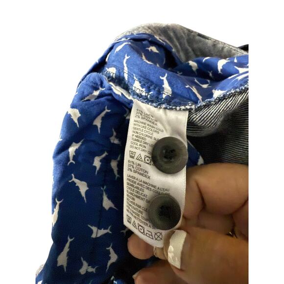 Tommy Bahama Shorts Mens 33 Navy White Striped Flat Front Lightweight Chino - Picture 5 of 5